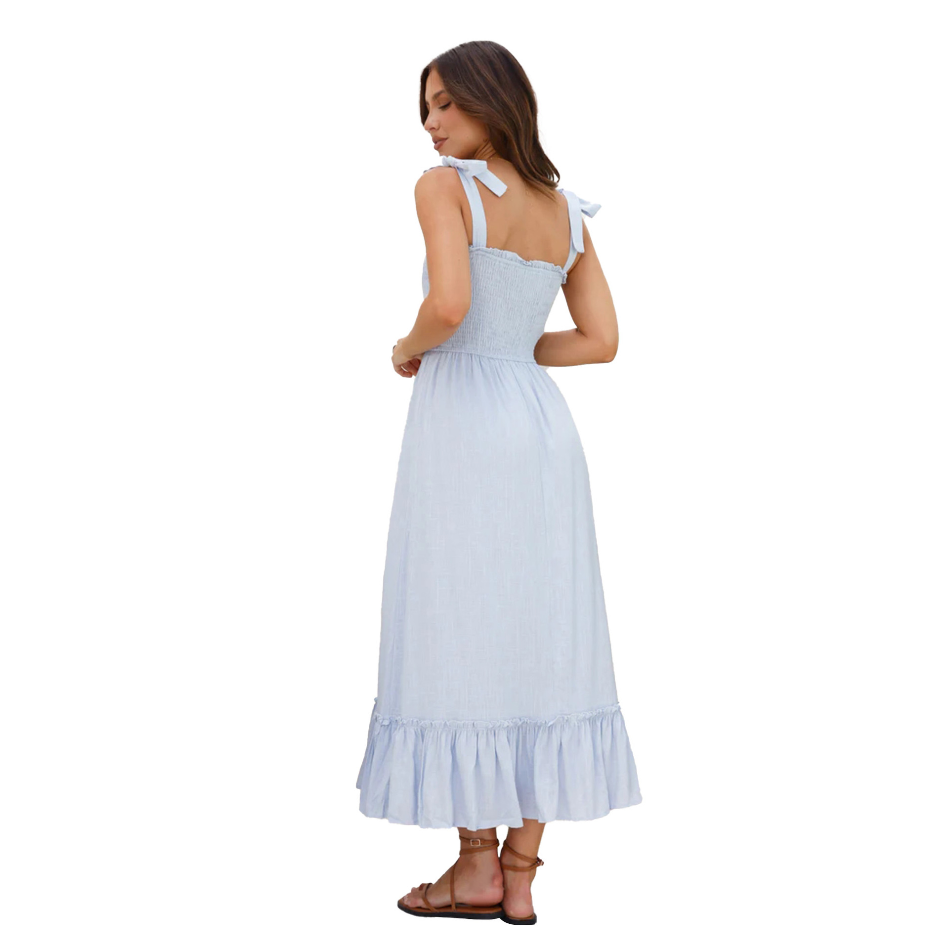 Women's Regular Dress Simple Style Strap Lettuce Trim Sleeveless Solid Color Midi Dress Holiday Daily Beach display picture 27