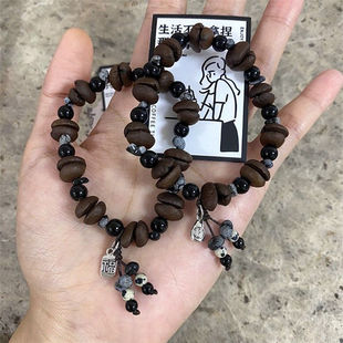 Natural Coffee Beans DIY Bracelets New High-Looking Cat Claw Puppy Niche Style Bracelets Street Stall Supply Wholesale