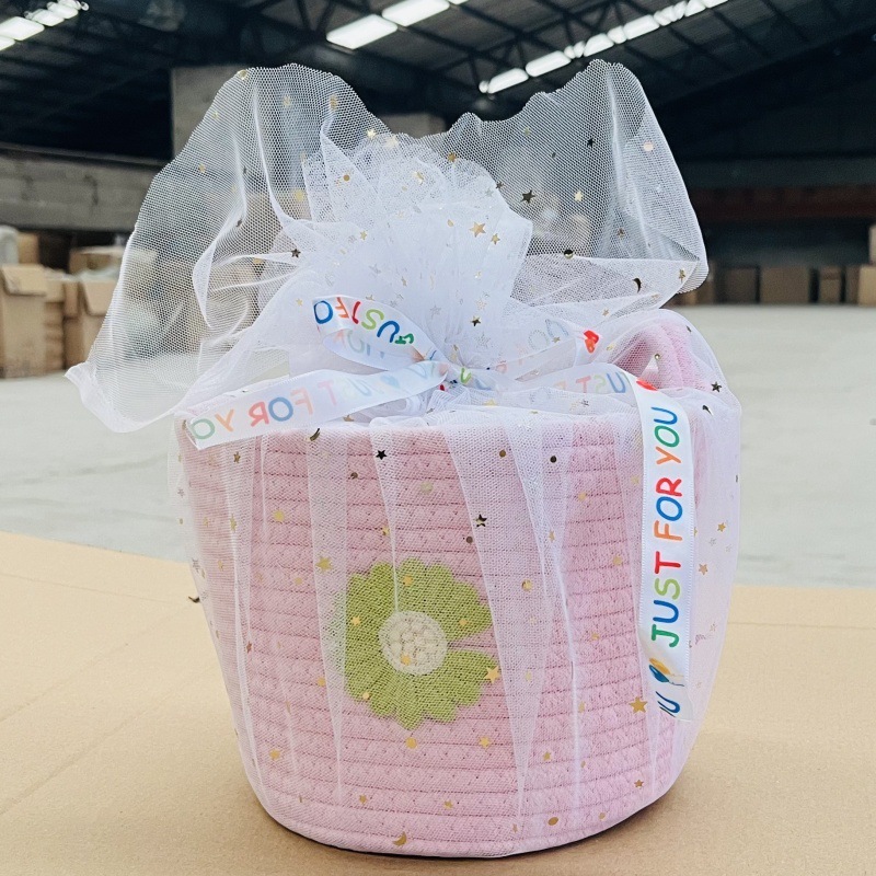 卸売レインボーポータブルバスケット赤ちゃん満月ギフト子供の百日宴会お土産織り誕生日ギフトボックス|undefined