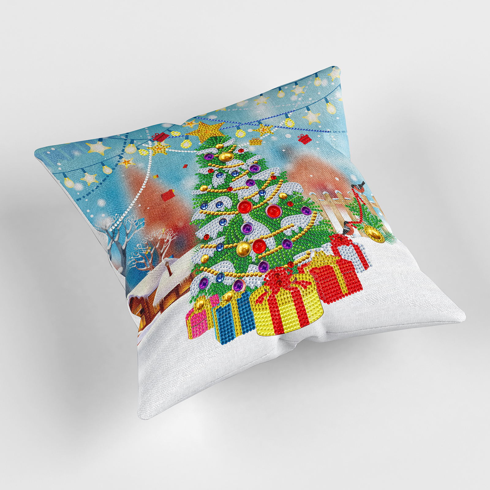 Diamante pintura perimetral DIY almohada Navidad decoración pintura de diamante mini almohada punto taladro funda de almohada