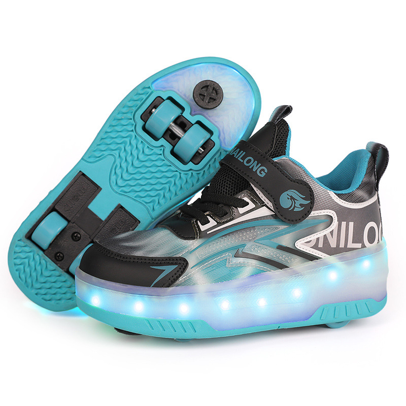 Heelys Kidsren's Roller Skates Invisible Four-Wheel Retractable with Brake Girls' Roller Skates Double-Wheel Luminous Shoes