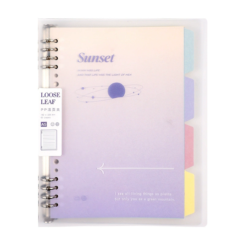 Removable Loose-Leaf Notebook, A5/B5 Manjushahua, PP Cover, Spiral Ring, Elementary Students
