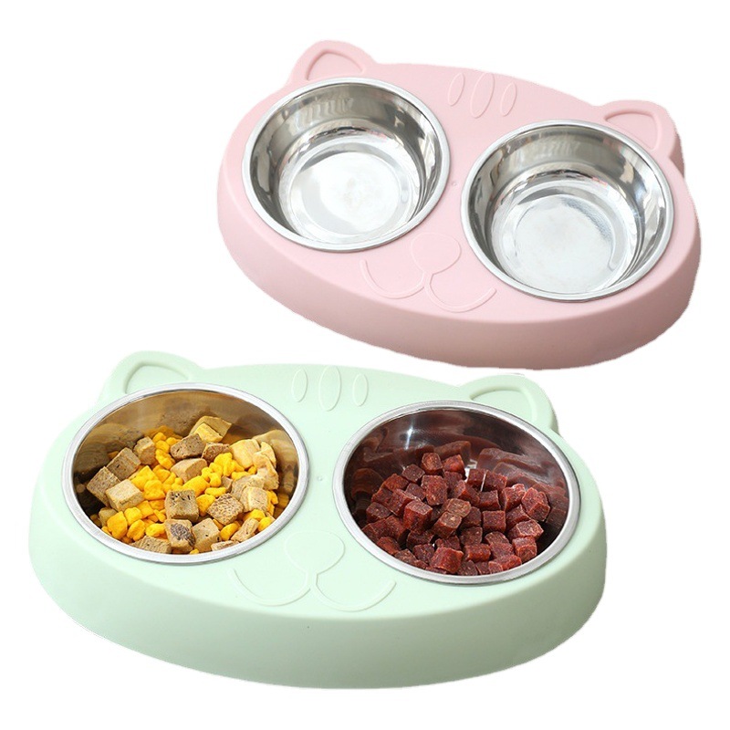 Cuenco para gatos para mascotas Cuenco para el cuello con orejas de gato carnoso Cuenco para el cuello Pies altos y boca inclinada Cuenco para beber para perros anti-volcado