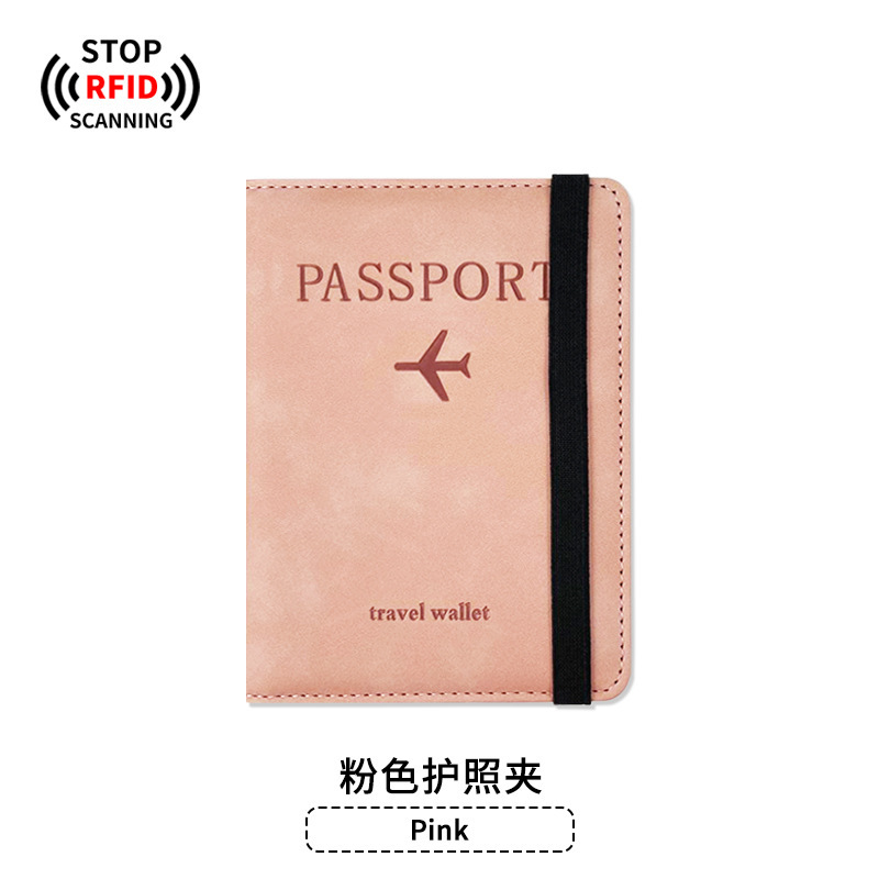 Bolsa de pasaporte antimagnética de piel de pu juego de etiqueta de equipaje cepillo antirrobo de cuero clip de pasaporte rfid bolsa de identificación en stock cubierta de pasaporte