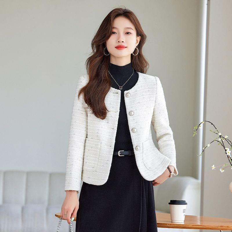 Green Tweed Chanel Style Suit Jacket Women's Spring and Autumn Elegant High-end Short Suit Top for Small