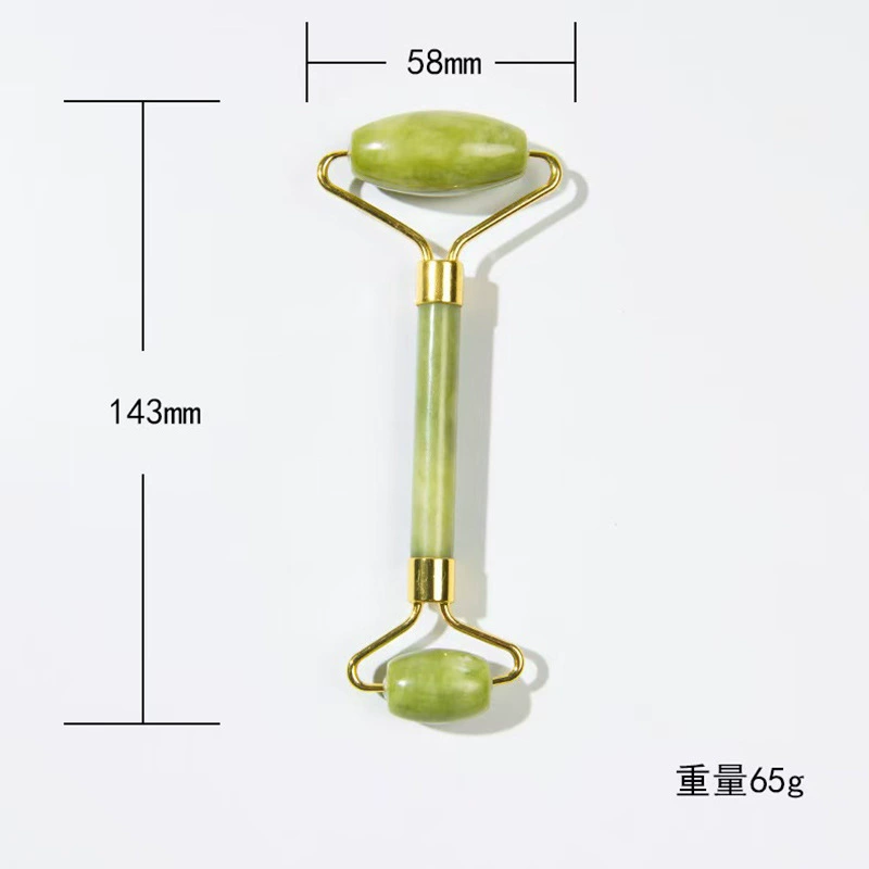 Jade face massager set, double‑head rolling roller and gua sha scraper, cosmetic kit