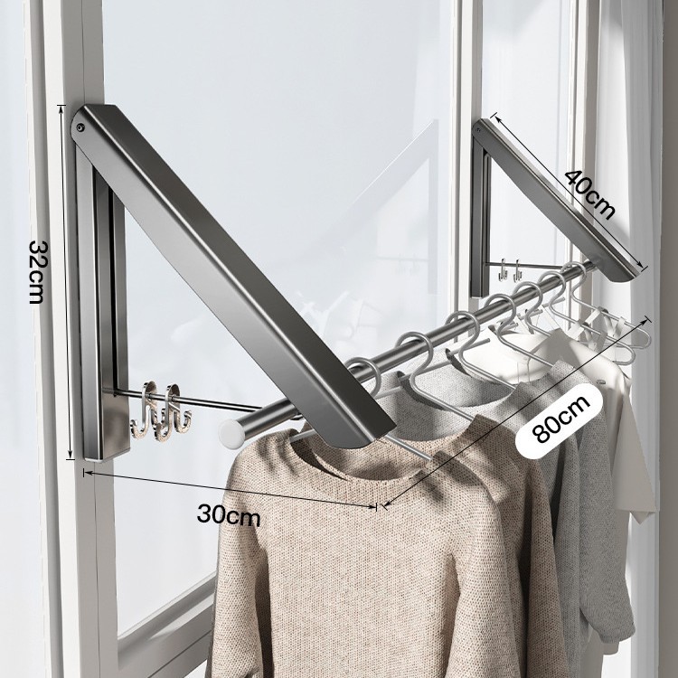알루미늄 건조대-총 80cm 극이있는 회색 2