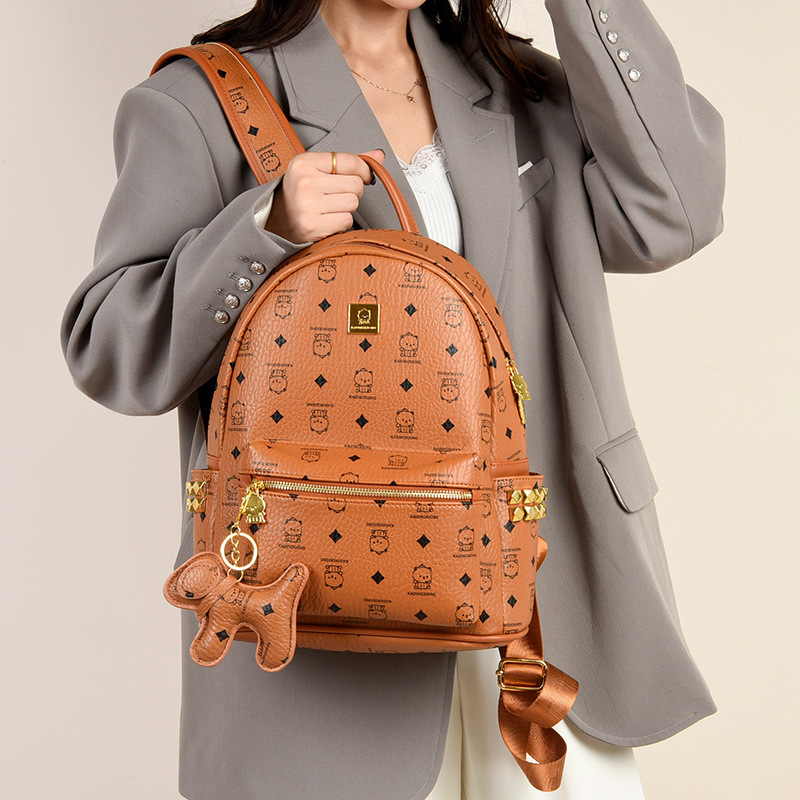2025 nueva mochila universitaria caricatura lindo osos mochila de damas impresión de aire extranjero mochila casual