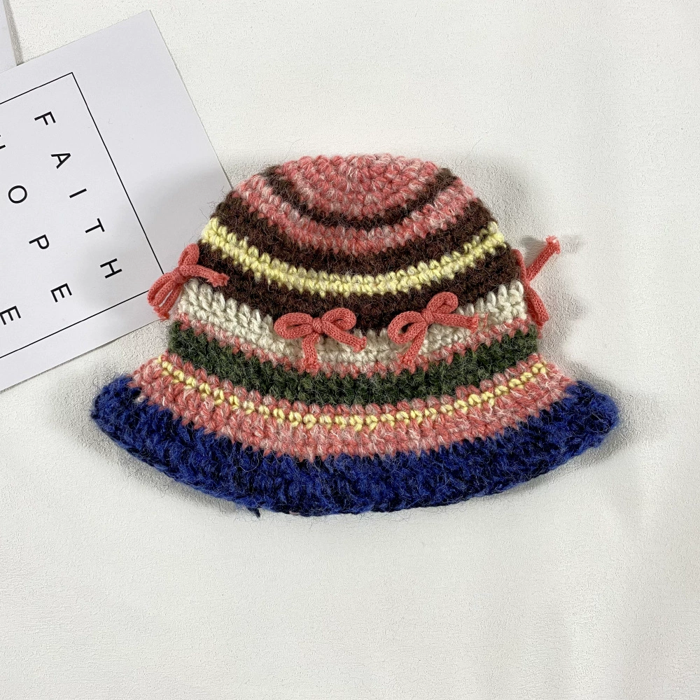 Woolen three dimensional retro sexy cute knitted hat with bow