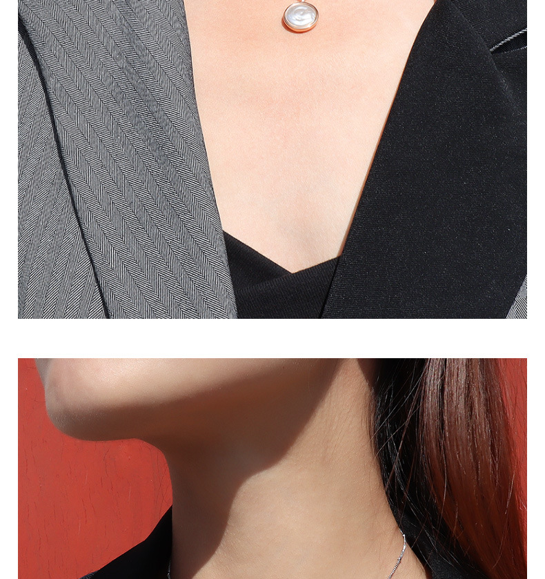 Geometric Pattern Women'S Gender Plating Design Fashion Style Fashion Retro Geometric Circle Inlaid Imitation Pearl Titanium Steel Necklace Female