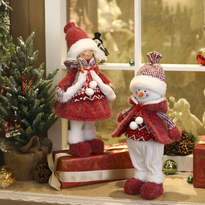 クロスボーダー新しいクリスマス人形クリスマス装飾雪だるま伸縮人形ニットヘラジカ顔のない老人かわいい装飾品|undefined