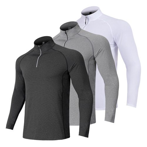 Men's Fitness Sportswear Quick-Drying Breathable Training Collarless Half-Zip Long-Sleeve Outdoor Marathon Running Cycling Sportswear