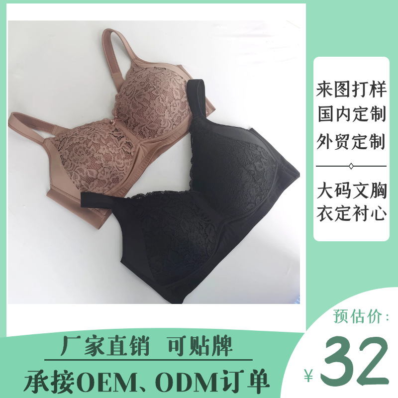 透氣舒適大碼內(nèi)衣大碼文胸性感蕾絲bra調(diào)整型定制外貿(mào)出口