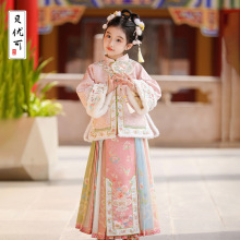 2025年冬款新品女童套装上衣裙子加绒加厚套装两件套中国风汉服