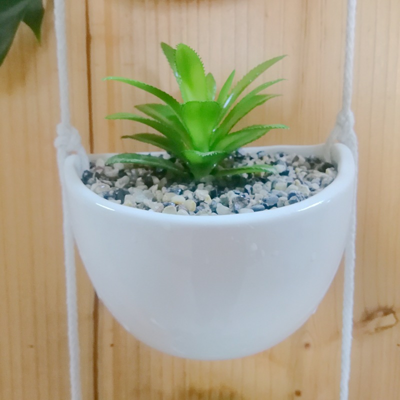 Colgante de cerámica maceta colgante orquídea cuenca montado en la pared verde rábano suculenta plantación de flores balcón simple maceta colgante cesta tamaño