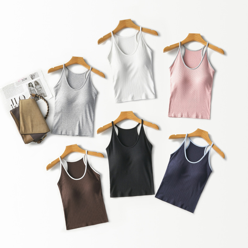 No Need to Wear a Bra>2026 New Summer Style Integrated Silk Modal Racerback Vest with Padded Bra