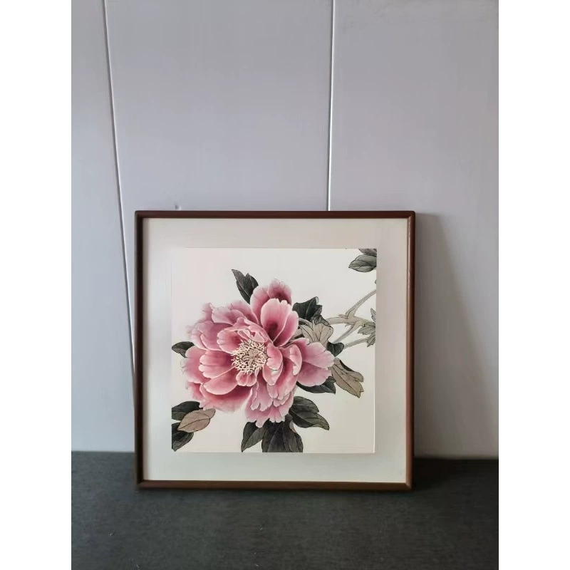 High-end solid wood mortise and tenon rounded corner picture frame Chinese painting calligraphy mounting living room study background wall