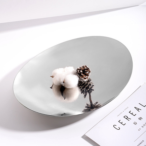 Creative fruit plate wholesale stainless steel special-shaped decorative storage European-style living room model room decorative ornaments crafts plate