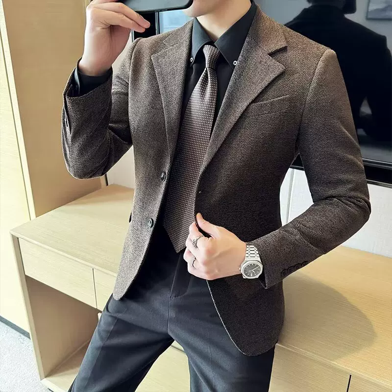 高级感西装痞帅上衣外套秋季新款修身韩版潮流小西服潮牌男生款
