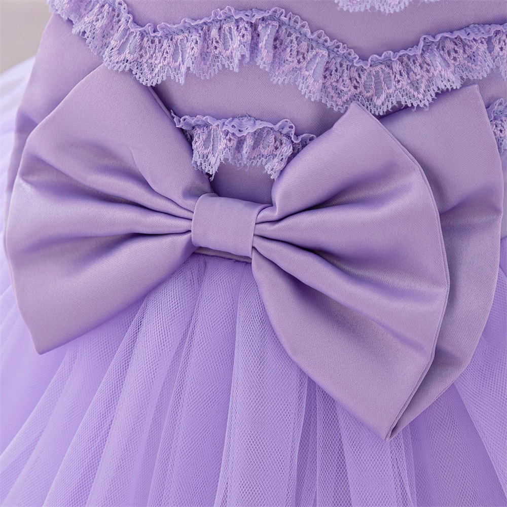 2025 nuevo vestido de aniversario para niños, vestido de princesa de encaje, blanco en stock, niño rengow