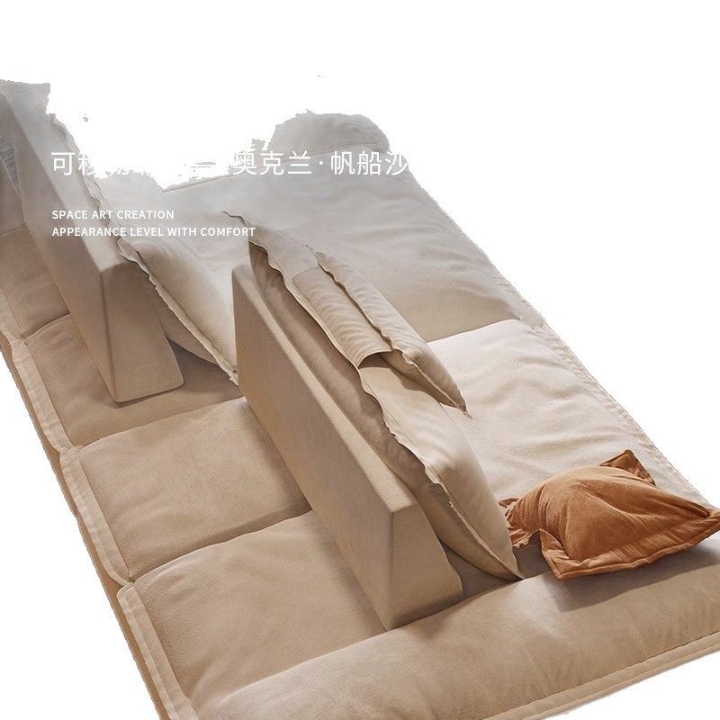 Continuación, estilo italiano, minimalista, súper ancho, gran profundidad de asiento, respaldo ajustable, vela, sofá de cuero de tela en línea recta simple moderno