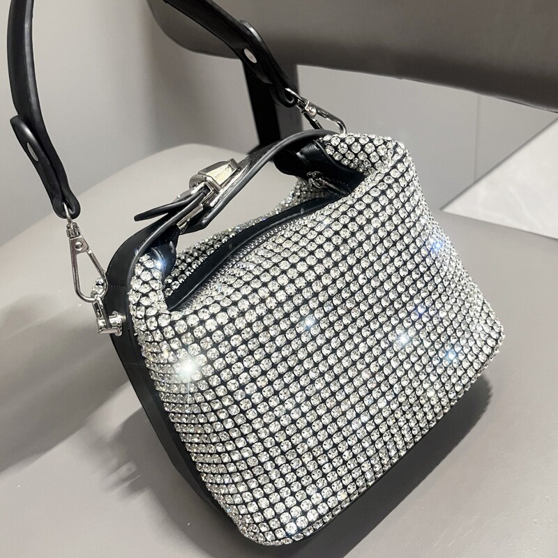 Europe and the United States cross-border women's bag shiny rhinestone hand bag designer handmade dinner bag foreign trade lunch box bag
