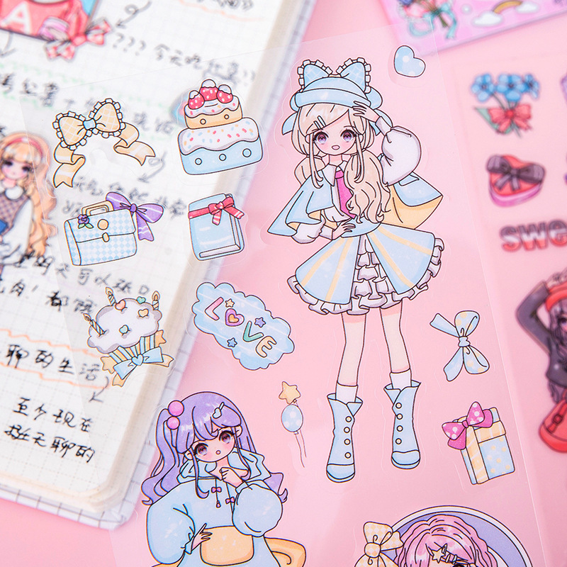 Pegatinas de chicas dopamina transparentes impermeables pet adorables pegatinas de chicas diy diario decoración pegatinas de tarjetas Goku