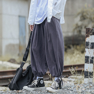 Summer thin fashion brand ins linen bloomers men's loose large size versatile wide leg pants trendy pants men's Ruan handsome
