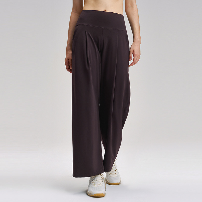 Pantalones deportivos de piernas anchas de mujer ocio rápido secado respirable Lulu pantalones de fitness elásticos cintura alta desnuda sensación suelta pantalones de 30 " image 8