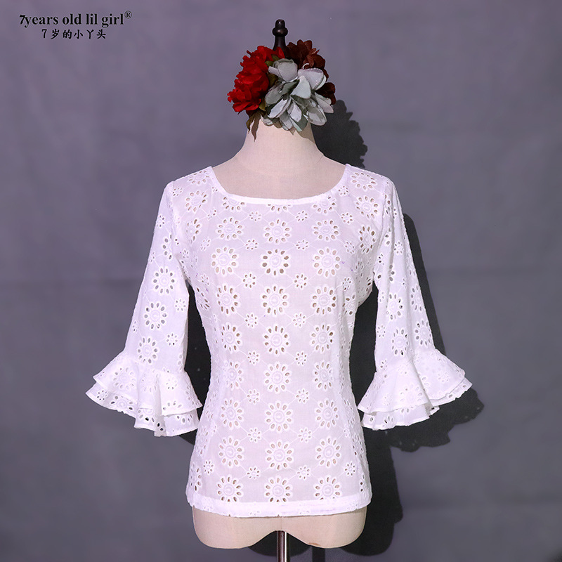 Flamenco Flamenco dance Spanish dance white cotton trumpet top wholesale EB02