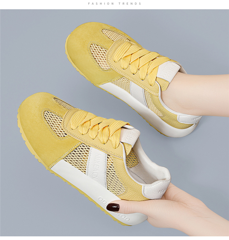 Giày sneaker nữ đế dày phối màu thời trang xuân hè 2026, lưới thoáng khí — 7115 Màu xanh lá cây, 7115 Màu vàng, 7115-1 Trái cây xanh, 7115 -1 Màu vàng chi tiết 4