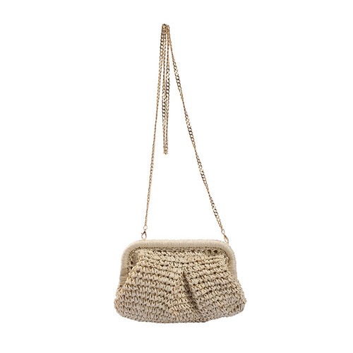 Niche design forest straw woven bag for women spring and summer  new fashion beach bag crossbody woven clip bag
