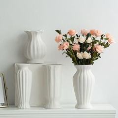 白色北欧陶瓷干花花瓶水养家居装饰摆件客厅插花大口现代简约摆设