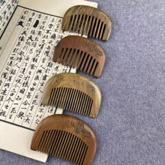 アルゼンチン緑檀木櫛猫携帯ポケット櫛子供歳記念小櫛バッグ櫛ミニ精巧