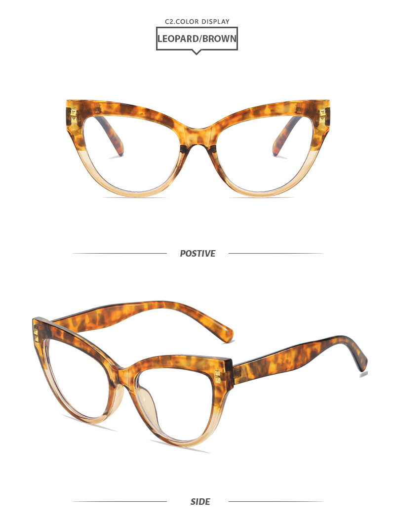 45g Weight Full Frame Glasses Structure Glasses Classification PC Lens Material Square Glasses Style Street Occasion Color Block Pattern Women'S Gender Retro Style Retro Color Block PC Square Full Frame Optical Glasses 4