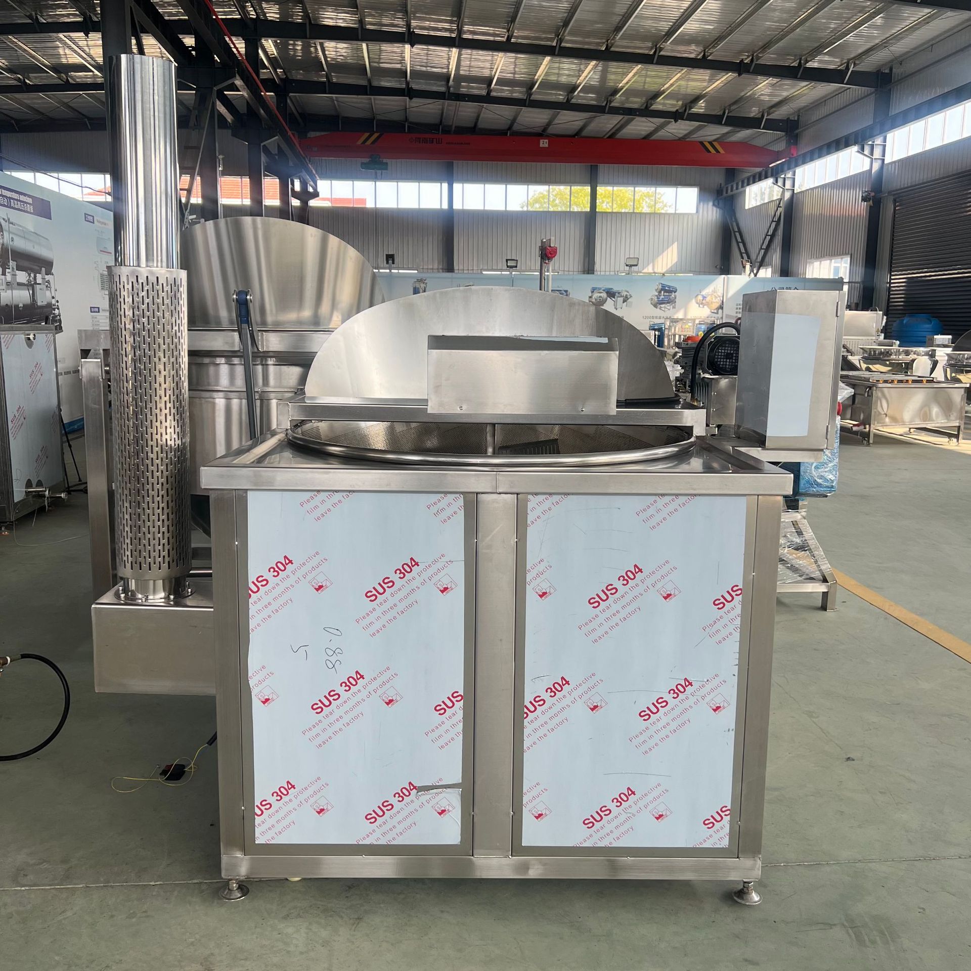 Freidora de gas automática de cesto giratorio 304 material de acero inoxidable maní frijoles secos de pescado crujiente