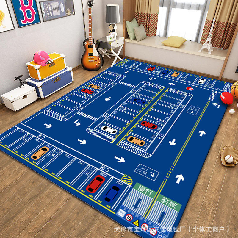 クロスボーダー子供用カーペットクリスタルベルベット駐車場クライミングマットゲーム交通道路フロアマット早期教育幼稚園カーペット|undefined