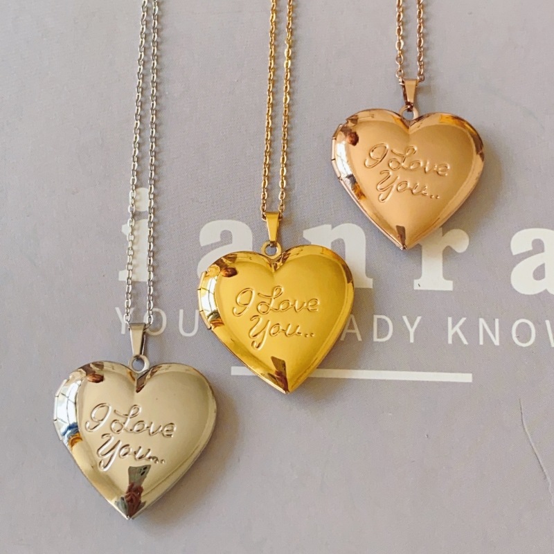 18K Gold Plated, Rose Gold Plated, White Gold Plated Plating Material Copper Pendant Material 18K Gold Plated Rose Gold Plated White Gold Plated 316 Stainless Steel Titanium Steel Ion Plating (IP) Letter Heart Shape IG Style Locket Necklace For Unisex