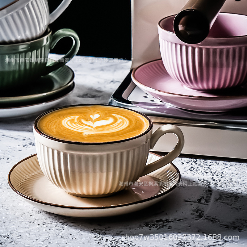 Juego de tazas y platillos de café retro, taza especial de café con leche, taza de agua, taza de cerámica, taza de oreja colgante, juego de té de la tarde