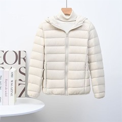 跨境2025秋冬新款轻薄款羽绒服女短款连帽白鸭绒修身大码轻便外套