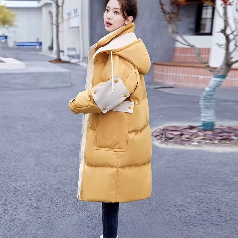Down‑filled mid‑length jacket, women's 2024 model, extra‑thick, hooded