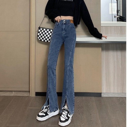 검정 바지 여자 키 작은 봄 가을 코디 하이웨이스트 날씬해 보이는 트임 플