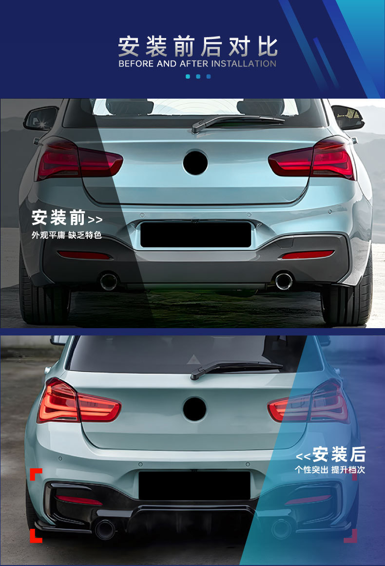 Suitable for Bmw Bmw 1 Series F20 F21 Lci m Sport 2015-2019 Mp Rear Lip Tail Lip Modification Parts