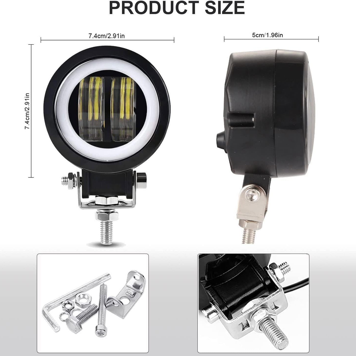 Transfronterizo 3 pulgadas 20W lámpara de transformación lámpara diurna lámpara de trabajo lámpara LED de doble color blanco amarillo lámpara de motocicleta