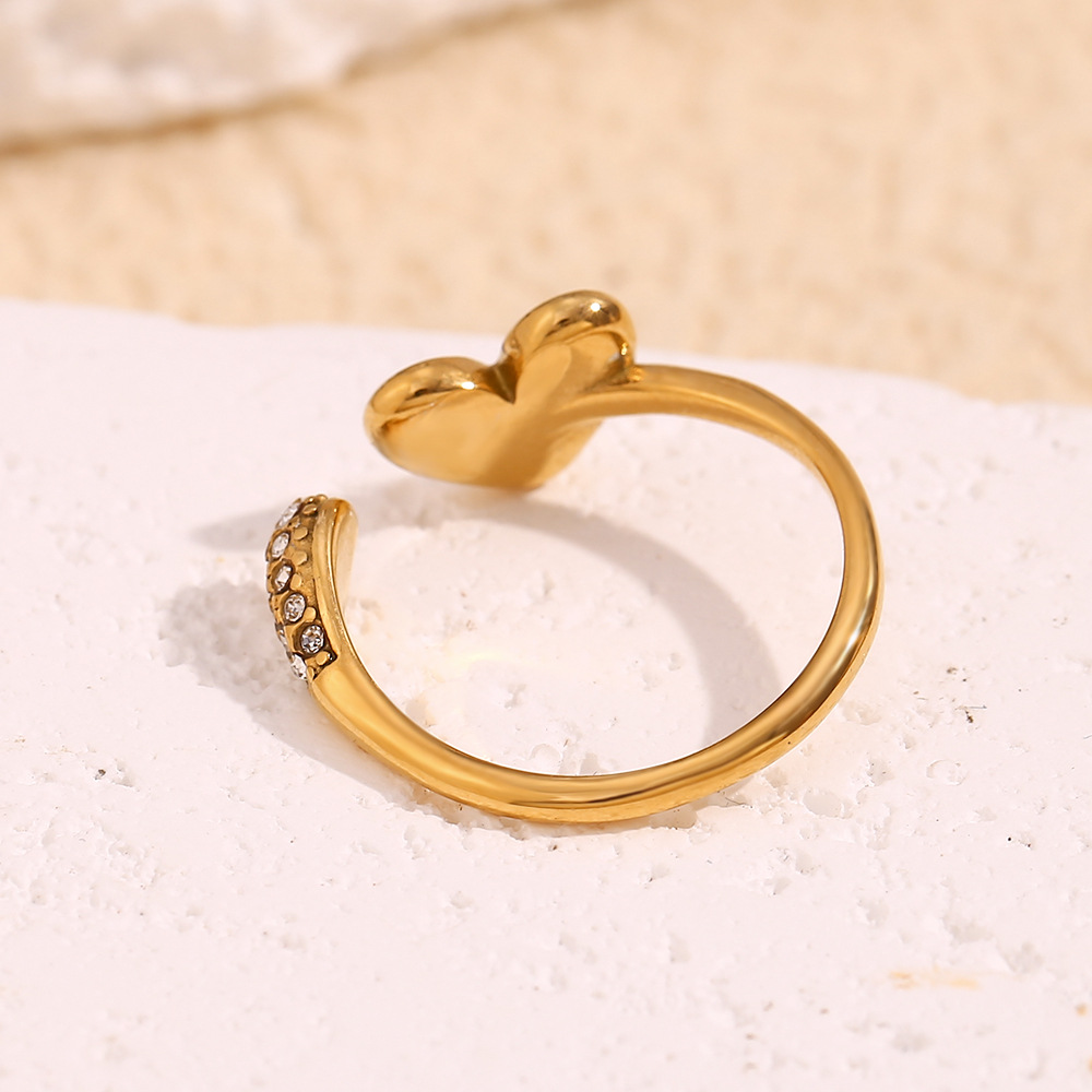 Gold Color White Shell Love Stainless Steel Ring
