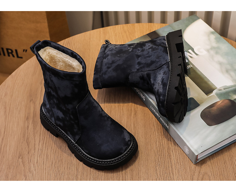 2024 Winter New Girls' Thick Warm Leather Children's Snow Baby Cotton Boots Trendy_voghion.com