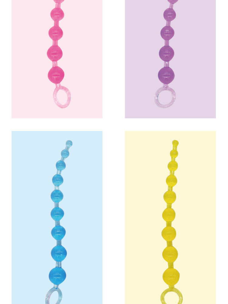 Anal Beads Pull-Chain Plug, TPE, Graduated Beads, Loop Handle — detail image 5