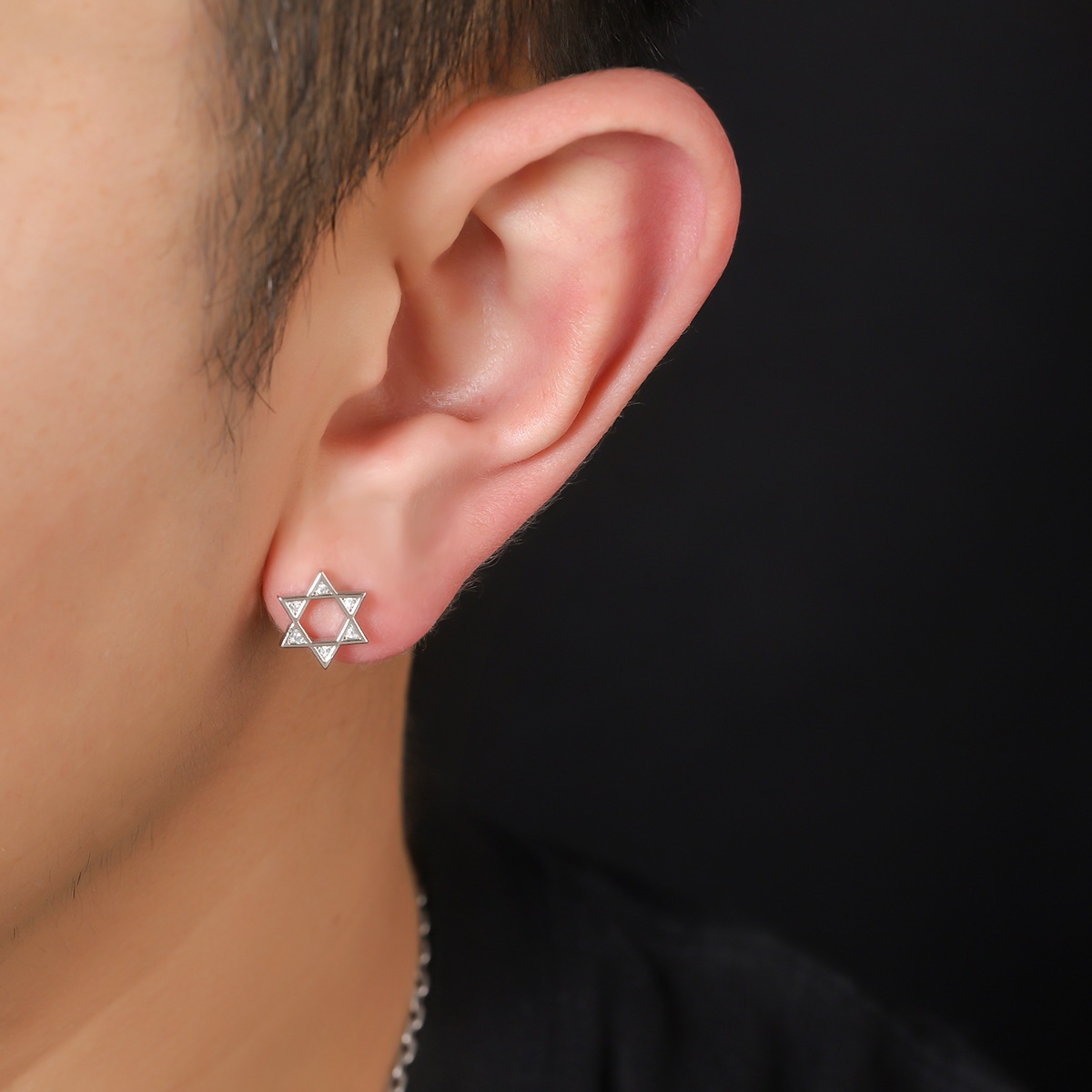 Hollow Hexagram Stud Earrings For Men Trendy Unique Accessories_voghion.com