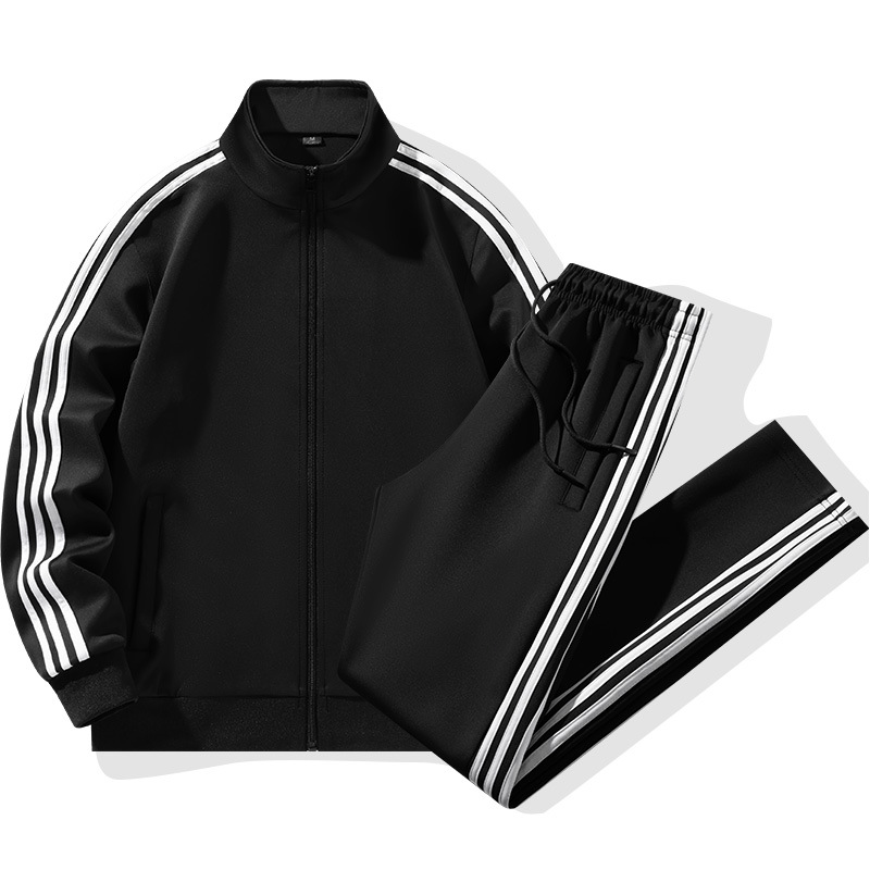 Comercio exterior transfronterizo hombre tres barras collar juego deportivo logotipo personalizado primavera y otoño ocio dos piezas juego de soporte de compra grupal image 1