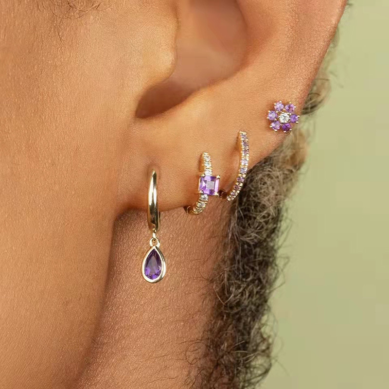 1 Pair Sweet Water Droplets Plating Inlay Copper Zircon Drop Earrings display picture 2
